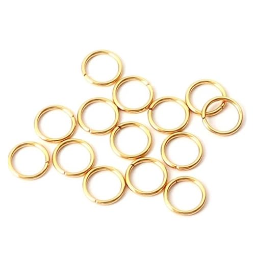 JCUIyon 200 Stück 4 mm, 5 mm, 6 mm, 7 mm, 8 mm, Goldfarbene Edelstahl-Sprungringe, offene Split-Lock-Up-Anschlüsse for Heimwerker(Gold,0.8x6mm) von JCUIyon