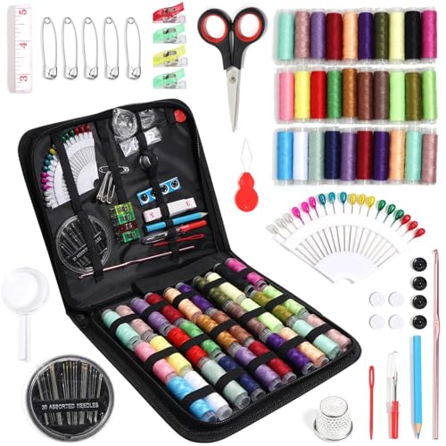 JCXIOC Reise-Nähset 1 Set Komplettes Nähset mit Fäden, Nadeln, Scheren, Maßbändern und Knöpfen, tragbar, for unterwegs, DIY-Stickerei, Handarbeit, Nähwerkzeug-Set für Hause Reise Camping(112pcs) JCXIOC Reise-Nähset 1 Set Komplettes Nähset mit Fäden, Nadeln, Scheren, Maßbändern und Knöpfen, tragbar, for unterwegs, DIY-Stickerei, Handarbeit, Nähwerkzeug-Set für Hause Reise Camping(112pcs) von JCXIOC