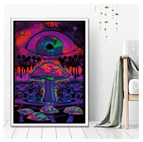 JCYMC Leinwand Bild Trippy Visual Mushroom Mind Education Poster Und Druck Psychedelic Magic Schwarzlicht Wandkunst Home Decor Geschenk Pm85Mw 40X60Cm Rahmenlos von JCYMC