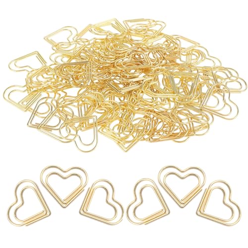 JDBlissful Pack of 60 Büroklammern Herz Gold, Büroklammern Motiv Liebe, Kreative Metall Büroklammern Deko, Süße Deko Clips Büroklammern dür Dekorative Hochzeiten Postkarten Schule Büro Vorräte (60) von JDBlissful