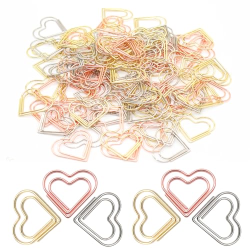 JDBlissful Pack of 100 Büroklammern Herz Gold, Büroklammern Motiv Liebe, Kreative Metall Büroklammern Deko, Süße Deko Clips Büroklammern dür Dekorative Hochzeiten Postkarten Schule Büro Vorräte (100) von JDBlissful