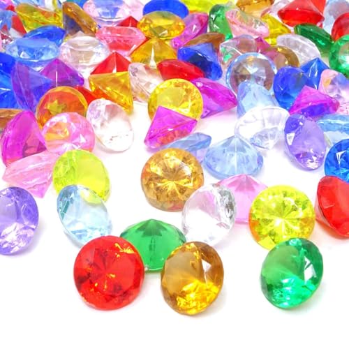 JDCMEI 30 Stück Edelsteine für Kinder, 25mm Diamanten Kinder, Acryl Diamanten Deko Bunt, Kinder Diamanten Groß, Diamanten Bunt Kinder, Diamant Edelsteine für Kindergeburtstag Hochzeit Vasen Tischdeko von JDCMEI