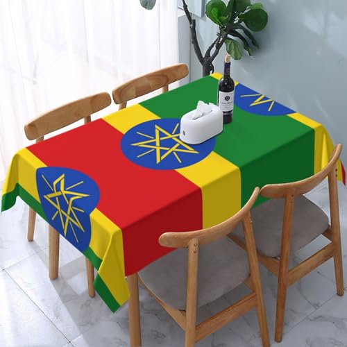 JDFHGNU Rechteckige dekorative Tischdecke mit Äthiopien-Flagge für Esstische im Innen- und Außenbereich von 10 bis 15 cm, 137 x 183 cm von JDFHGNU