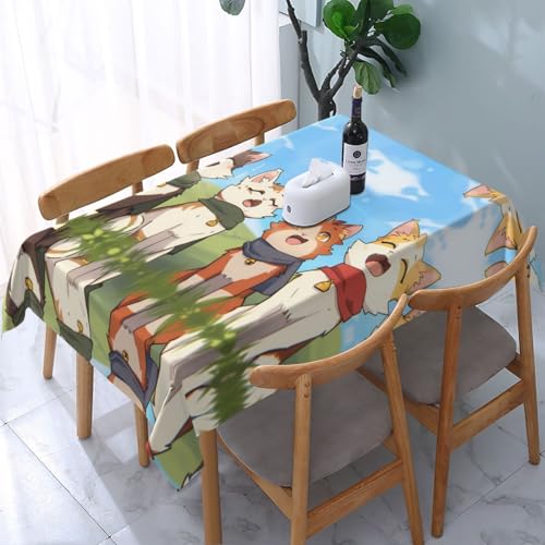 JDFHGNU Rechteckige dekorative Tischdecke mit Cartoon-Katzen-Aufdruck, für Esstische im Innen- und Außenbereich von 10 bis 15 cm, 137 x 183 cm von JDFHGNU