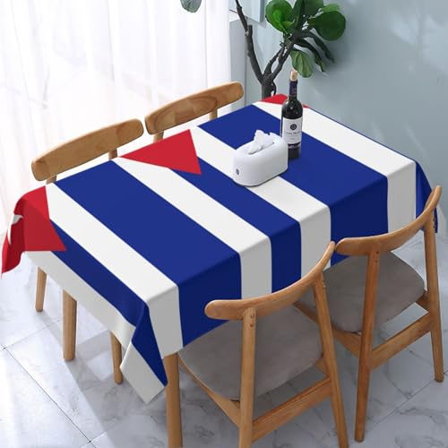 JDFHGNU Rechteckige dekorative Tischdecke mit kubanischer Flagge. Für Esstische im Innen- und Außenbereich von 10 bis 15 cm, 137 x 183 cm von JDFHGNU