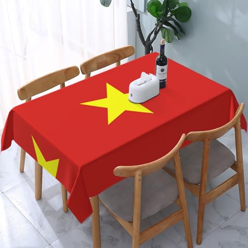 JDFHGNU Rechteckige dekorative Tischdecke mit vietnamesischer Flagge. Für Esstische im Innen- und Außenbereich von 10 bis 15 cm, 137 x 183 cm von JDFHGNU