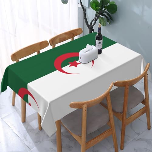 JDFHGNU Tischdecke, bedruckt, rechteckig, dekorativ, Flagge von Algerien, für Esstische im Innen- und Außenbereich von 10 bis 15 cm, 137 x 183 cm von JDFHGNU