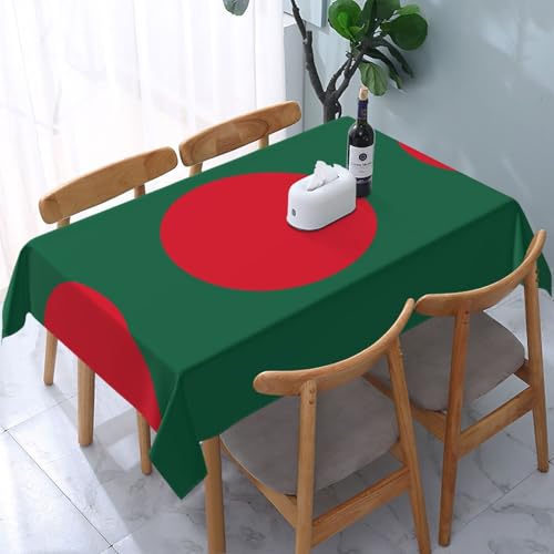 JDFHGNU Tischdecke, bedruckt, rechteckig, dekorativ, Flagge von Bangladesch, für Esstische im Innen- und Außenbereich von 10 bis 15 cm, 137 x 183 cm von JDFHGNU