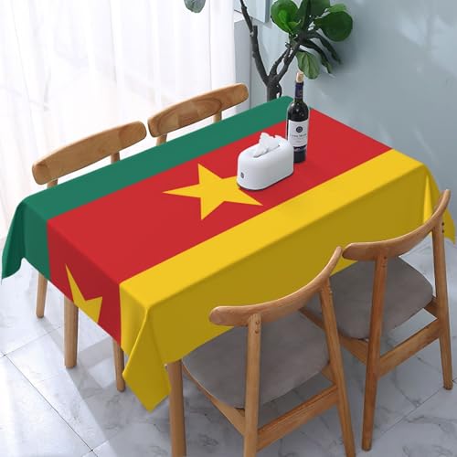 JDFHGNU Tischdecke, bedruckt, rechteckig, dekorativ, Flagge von Kamerun. Für Esstische im Innen- und Außenbereich von 10 bis 15 cm, 137 x 183 cm von JDFHGNU