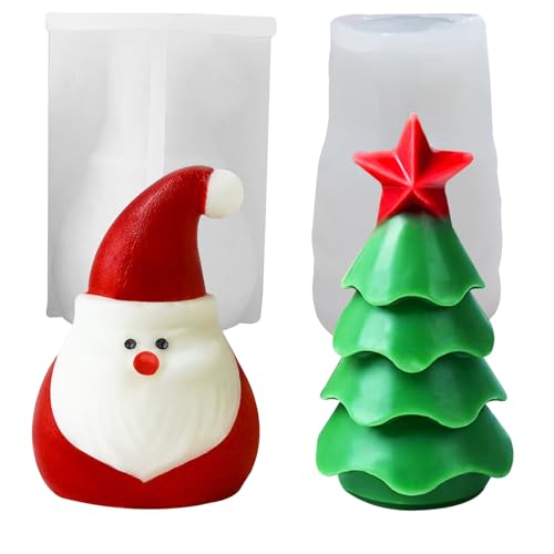 3D-gießformen silikon weihnachten,2 Stück Kerzenform Gipsform-Kerzenform Silikon Kerzen Selber Machen Kerzen Formen DIY Weihnachten Alter Mann Modell Elch Silikonform kerzen selber machen weihnachten von JDH Silicone