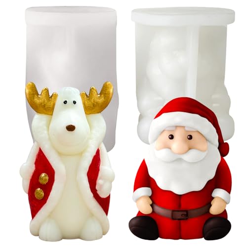 2 Stück 3D-gießformen silikon weihnachten,kerzenform silikon weihnachten-kerzen selber machen weihnachten DIY gießformen silikon weihnachten kerzen selber Seifenherstellung machen weihnachten von JDH Silicone