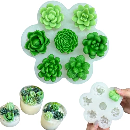 Silikonformen Gießformen, 7 PCS Kerzenform Kit, Kerzenform Silikon, Sukkulente Silikonform, 3D Silikonform für DIY Handgemachte Kerze, Fondant, Epoxidharz von JDH Silicone