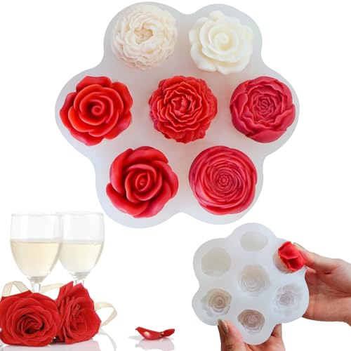 7-teiliges Set 3D silikonform kerzen blumen,fondant blumen formen set silikonformen gießformen handgemachte Seife,Formen für Kerzenherstellung, DIY-Kunsthandwerk, Fondant Pralinen -Kuchendekoration von JDH Silicone