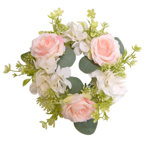 JDNH Weihnachtskranz mit Kerzenringen, künstlicher Blumenkranz für Säulen, Kerzen, Weinflaschen, Weihnachten, Party, Tischaufsätze von JDNH