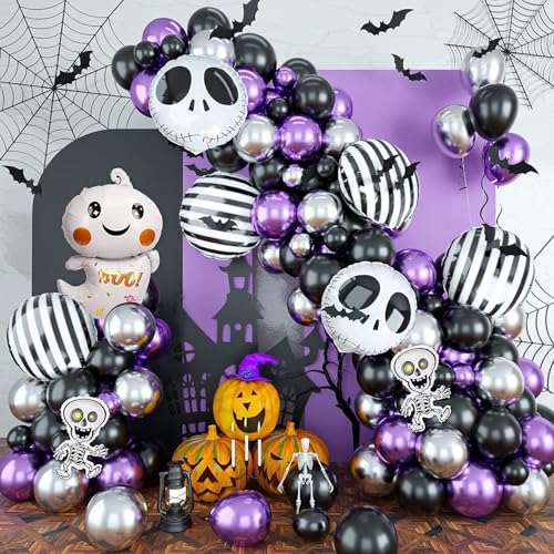 Halloween-Ballons, Happy-Halloween-Banner, Halloween-Ballondekoration, mit Kürbis, Geist, Spinne, Hexe, schwarze Katze, Latexballon, Folienballon, für Halloween-Party-Dekoration von JDPisgckoy