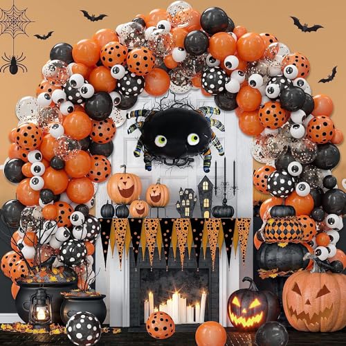 Halloween-Ballons, Happy-Halloween-Banner, Halloween-Ballondekoration, mit Kürbis, Geist, Spinne, Hexe, schwarze Katze, Latexballon, Folienballon, für Halloween-Party-Dekoration von JDPisgckoy