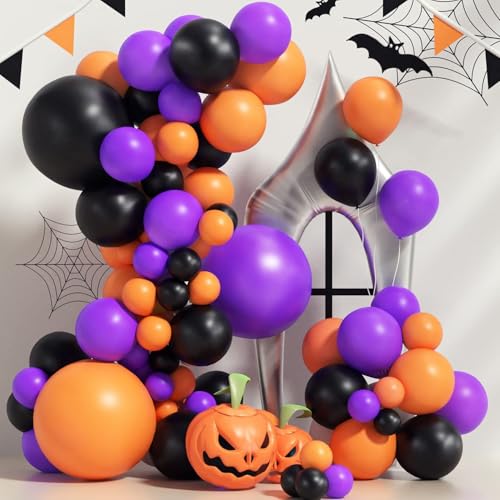 Halloween-Ballons, Happy-Halloween-Banner, Halloween-Ballondekoration, mit Kürbis, Geist, Spinne, Hexe, schwarze Katze, Latexballon, Folienballon, für Halloween-Party-Dekoration von JDPisgckoy