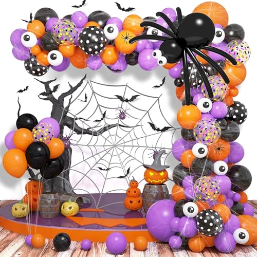 Halloween-Ballons, Happy-Halloween-Banner, Halloween-Ballondekoration, mit Kürbis, Geist, Spinne, Hexe, schwarze Katze, Latexballon, Folienballon, für Halloween-Party-Dekoration von JDPisgckoy