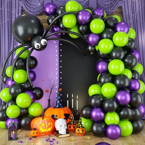 Halloween-Ballons, Happy-Halloween-Banner, Halloween-Ballondekoration, mit Kürbis, Geist, Spinne, Hexe, schwarze Katze, Latexballon, Folienballon, für Halloween-Party-Dekoration von JDPisgckoy