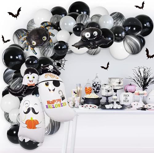 Halloween-Ballons, Happy-Halloween-Banner, Halloween-Ballondekoration, mit Kürbis, Geist, Spinne, Hexe, schwarze Katze, Latexballon, Folienballon, für Halloween-Party-Dekoration von JDPisgckoy