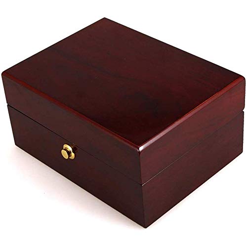 JDSHFEN Massive Holz-Schmuckschatulle Make-up- und Organizer-Ringaufbewahrung für Damen mit Schubladen integrierter Halskette und brauner Organizer-Box, von JDSHFEN