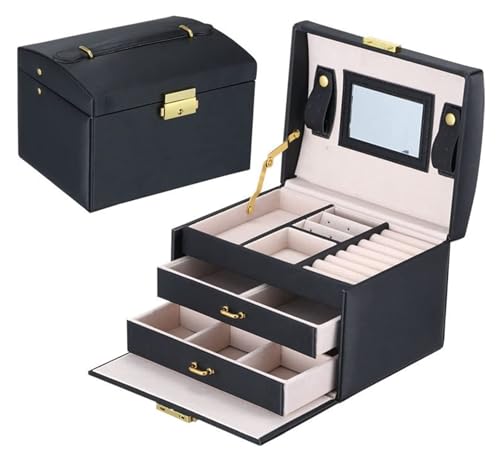 JDSHFEN Schmuckkästchen Schmuck-Organizer große Schmuckschatulle Organizer für Mädchen PU-Leder Schublade Schmuckkästchen Ohrringe Ringe Halskette Schmuck, von JDSHFEN