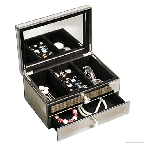 JDSHFEN Schmuckkästchen Schmuckkästchen Schmuck-Display Aufbewahrung luxuriös Diamant-Glas verspiegelt Schmuckkästchen Organizer Aufbewahrung Schmuckschatulle, von JDSHFEN