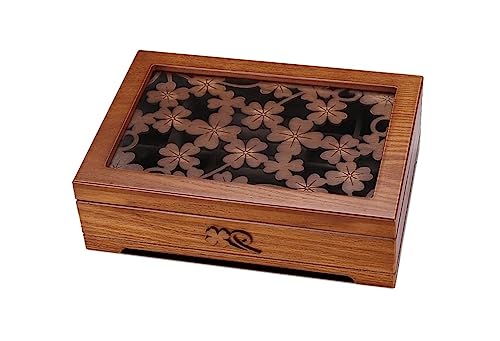 JDSHFEN Schmuckschatullen Holzvitrine mit Spiegel oder Glasplatte Vintage-Schmuck-Organizer für Damen Schmuckzubehör, von JDSHFEN