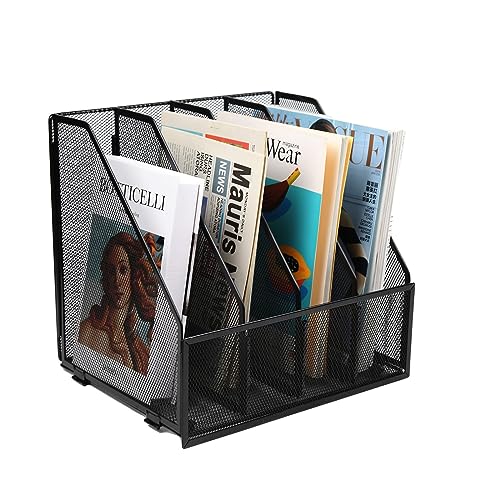 JEBELE Schreibtisch Dokumentenhalter mit Zwei Seitenhaltern, Desktop Metall A4 Papier Magazin Büro Datei Organizer Mesh Schreibtisch Ordentlich Büro Literatur Dokumentenmappe Papier Organizer von JEBELE