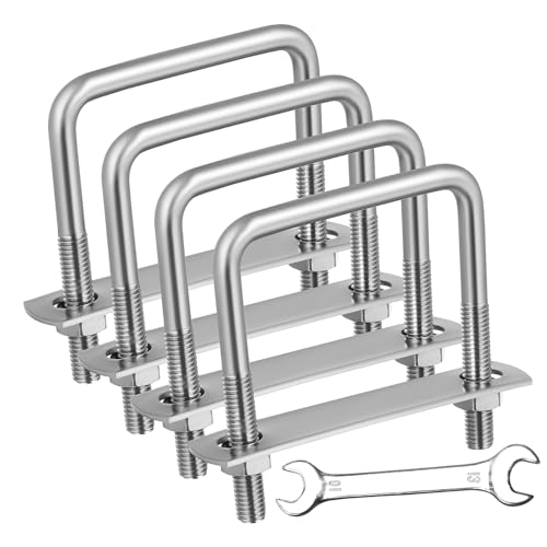 JECOMPRIS 1 Satz Schraubenschlüsselsatz Rostfreier U-bolzen Quadratische U-bolzen Industriebedarf U Klemmen Vierkantschrauben Vierkant-u-bolzen U Bolzenklemme Rostfreier Stahl Silver 4 Stück von JECOMPRIS