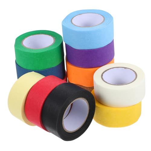 JECOMPRIS 12 Rollen Buntes Malerband Farbige Bänder Masse Dekorative Klebebänder Planer Liefert Bastelband Scrapbook- Dekorative Bänder Für Sammelalben Süßes Band Diy Washi Tape Papier von JECOMPRIS