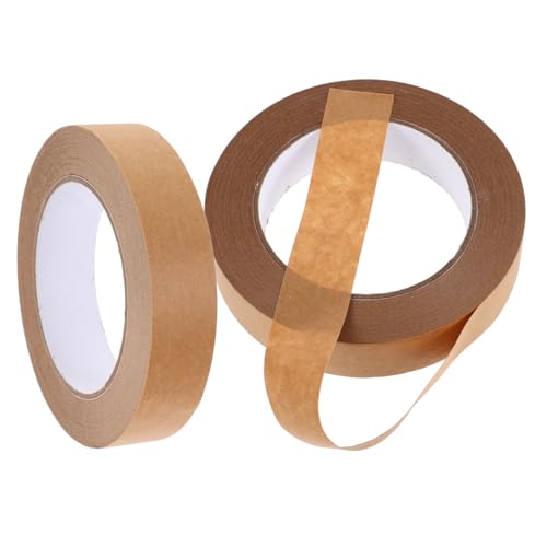 JECOMPRIS 2St Klebeband geschenkverpackung verpackungsband Kartonband Versandband Abreißband schleifen braunes Papierband zum Beschriften Dichtband aus Pappe Kraftdichtband Kraftpapier Brown von JECOMPRIS