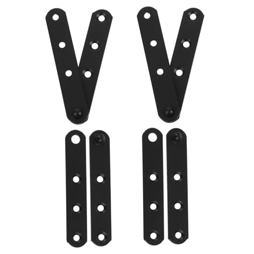 JECOMPRIS 4 Stück Scharnier Reparaturhalterung für Holzzäune holz zaun halterung Halterungsverbinder Metallzaunhalterungen für Holz gerade flache Klammer 4pcs Black von JECOMPRIS