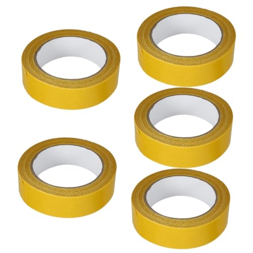 JECOMPRIS 5 Rollen Doppelseitiges Klebeband LED Teppich Anti-Matte Poster Klebebandspender Vinyl Stoffband Klebebänder Reparaturband Hochleistungs-Klebeband Gewebeband Ballaststoff Yellow von JECOMPRIS