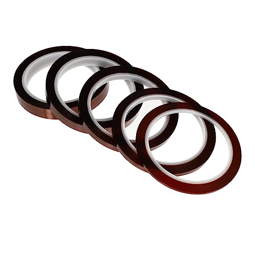 JECOMPRIS 5 Rollen Hochtemperaturbeständiges Klebeband Hochtemperaturband Heizband Wärmeschrumpftransferband Vinyl-pressband Erhitzen Heißpresspapier Lötband Abdeckband Brown Polyesterfolie von JECOMPRIS