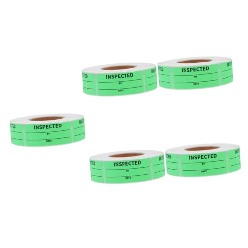 JECOMPRIS 5 Rollen Inventar-Tags Klebeetiketten Stand klebrig Markierungen Karte aus Inventar Etiketten Lager Etiketten Versandetikett Etiketten für Lagerbestände Inventaretikett PVC Green von JECOMPRIS