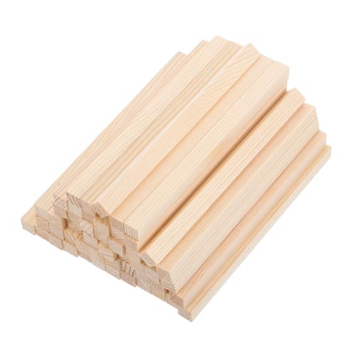 JECOMPRIS 50 Stück Massivholzstreifen Holzstäbe Zum Basteln Quadratische Holzdübel Kleine Quadratische Stäbchen Holz Zum Basteln Bambusstäbe Holzquadrate Zum Basteln Holzstäbchen von JECOMPRIS