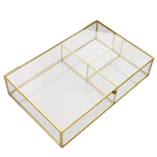 JECOMPRIS Schmuckschatulle Aus Glas Elegante Schmuckvitrine Für Den Schreibtisch Staubdichter Organizer Für Ringe Ohrringe Und Lippenstifte Größe S Perfekt Für Kosmetik Und Accessoires von JECOMPRIS