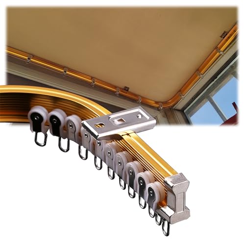 JEDAL Gebogene Vorhangschiene Decke Gardinenschiene Schlafzimmer Flexibel Deckenschiene Aluminium Gardinenstangen Vorhangstange 1m~6.7m (Color : Gold, Größe : 2.5m) von JEDAL