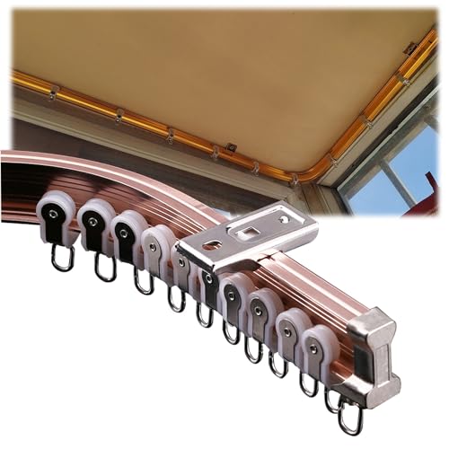 JEDAL Gebogene Vorhangschiene Decke Gardinenschiene Schlafzimmer Flexibel Deckenschiene Aluminium Gardinenstangen Vorhangstange 1m~6.7m (Color : Rose, Größe : 3.4m) von JEDAL