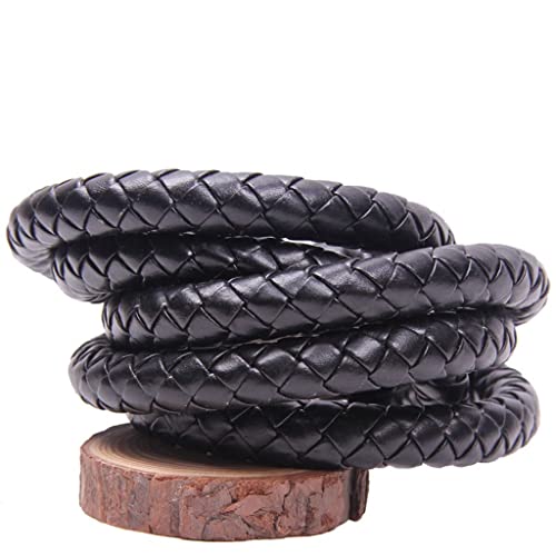 JEEIJ 3/4/5/6/8/10/12mm Runde Lederschnur Schnur DIY Halskette Armband Finden Schwarz Braun Geflochtenes PU Seil Schmuckzubehör, 1St (Color : Black, Size : 10mm 5m) von JEEIJ