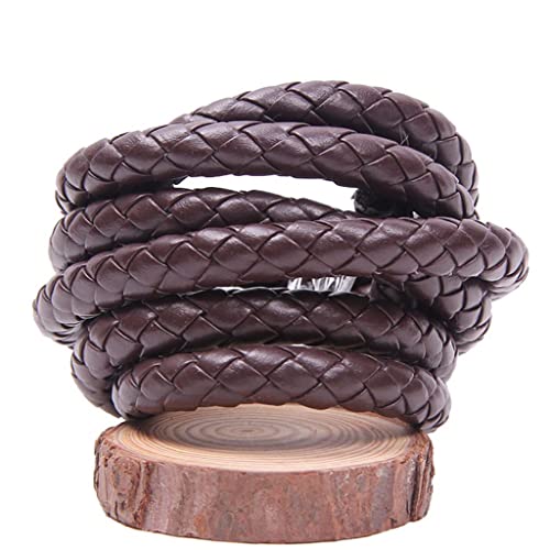 JEEIJ 3/4/5/6/8/10/12mm Runde Lederschnur Schnur DIY Halskette Armband Finden Schwarz Braun Geflochtenes PU Seil Schmuckzubehör, 1St (Color : Brown, Size : 8mm 5m) von JEEIJ