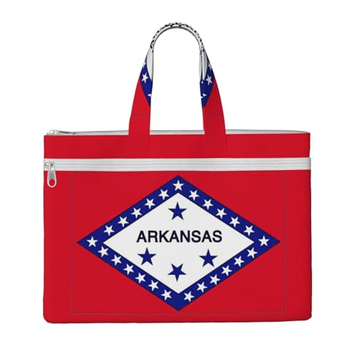 Arkansas Tragetasche mit Staatsflaggen-Druck, für Damen und Herren, große Kapazität, Canvas-Tragetasche mit Reißverschluss, für Arbeit, Laptop von JEJEA