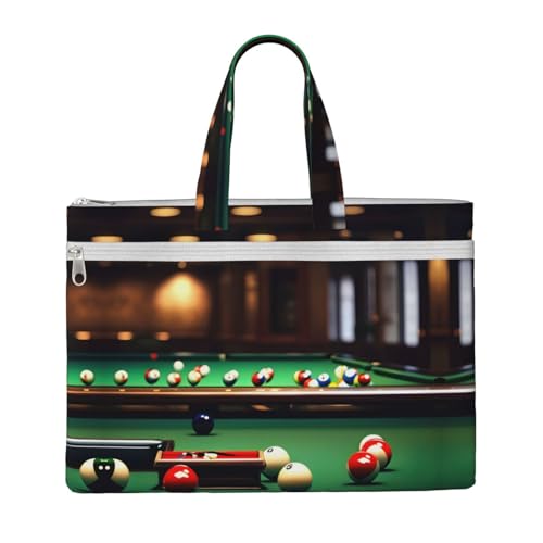 Billard-Druck-Tragetasche für Damen und Herren, große Kapazität, Canvas-Tragetasche mit Reißverschluss, für Arbeit, Laptop von JEJEA