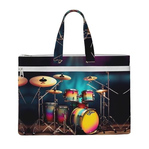 Coole Drums Tragetasche für Damen und Herren, große Kapazität, Canvas-Tragetasche mit Reißverschluss, für Arbeit, Laptop von JEJEA