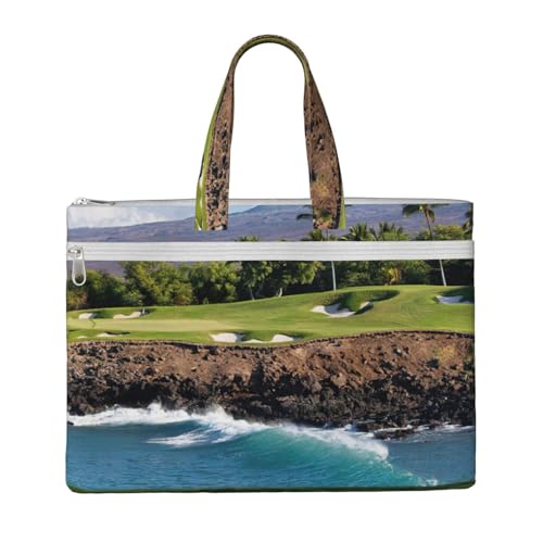 Hawaii Beach Golfplatz-bedruckte Tragetasche für Damen und Herren, große Kapazität, Canvas-Tragetasche mit Reißverschluss, für Arbeit, Laptop von JEJEA