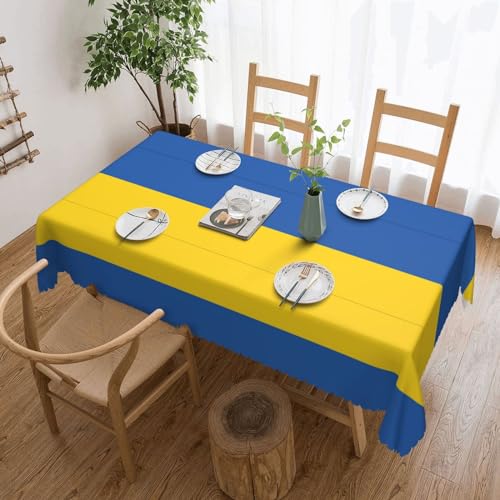 JEJEA Rechteckige Tischdecke mit Flagge der Ukraine, wasserdicht, knitterfrei, Tischdecke für Küche, Esstisch von JEJEA