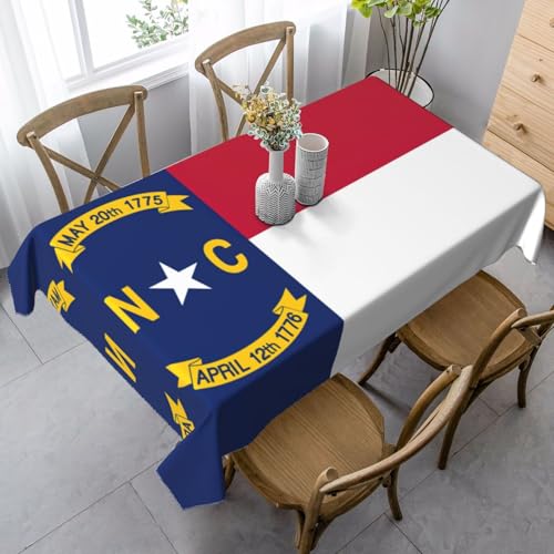 JEJEA Rechteckige Tischdecke mit Flagge von North Carolina, knitterfrei, weich, für Esszimmer, Weihnachten, Raumdekoration von JEJEA