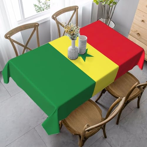 JEJEA Rechteckige Tischdecke mit Flagge von Senegal, knitterfrei, weiche Tischdecke für Esszimmer, Weihnachten, Raumdekoration von JEJEA