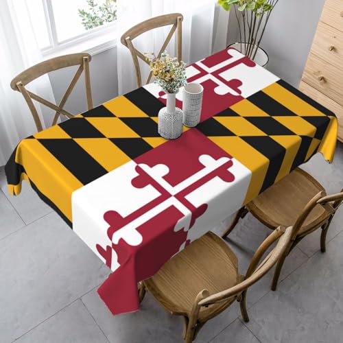 JEJEA Rechteckige Tischdecke mit Maryland-Staatsflaggen-Druck, knitterfrei, weiche Tischdecke für Esszimmer, Weihnachten, Raumdekoration von JEJEA